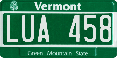 VT license plate LUA458
