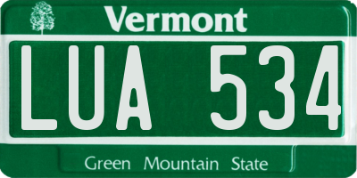 VT license plate LUA534