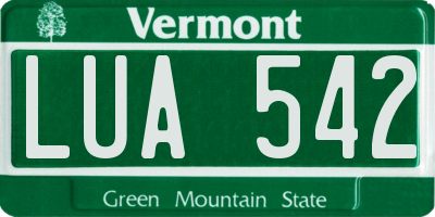 VT license plate LUA542