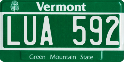 VT license plate LUA592