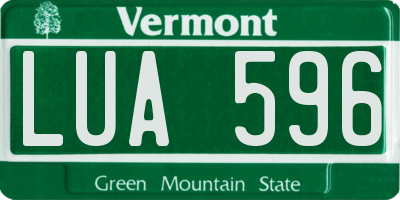 VT license plate LUA596