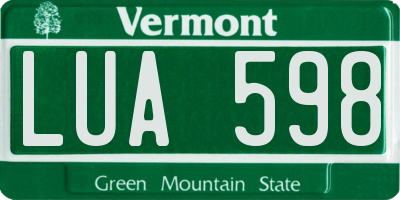 VT license plate LUA598