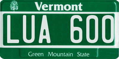VT license plate LUA600