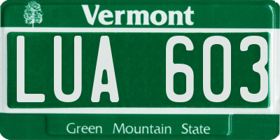 VT license plate LUA603