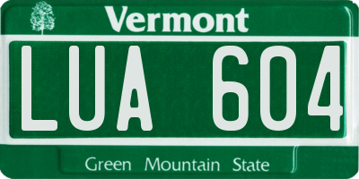VT license plate LUA604
