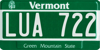 VT license plate LUA722