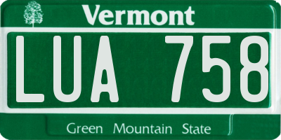 VT license plate LUA758