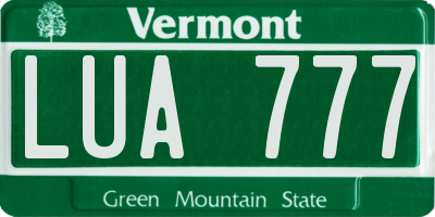 VT license plate LUA777