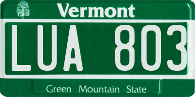 VT license plate LUA803