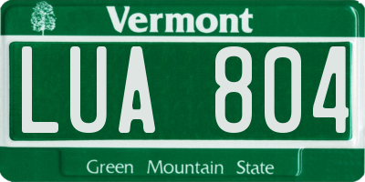 VT license plate LUA804