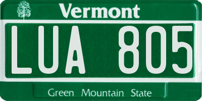 VT license plate LUA805