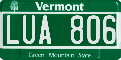 VT license plate LUA806