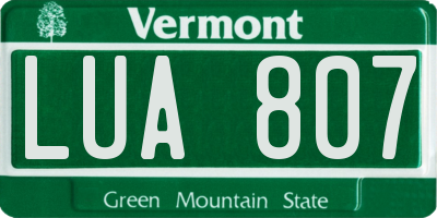 VT license plate LUA807