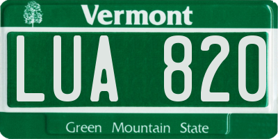 VT license plate LUA820