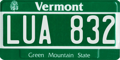 VT license plate LUA832