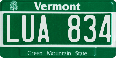 VT license plate LUA834