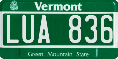 VT license plate LUA836