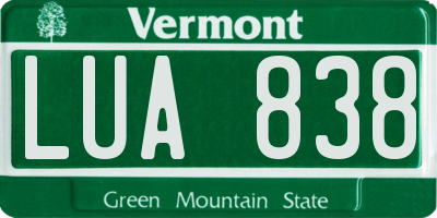 VT license plate LUA838
