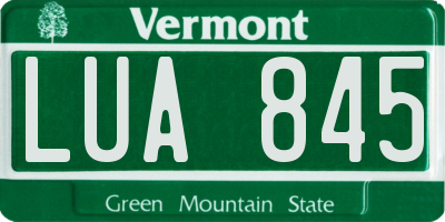 VT license plate LUA845