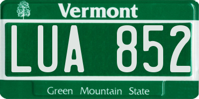 VT license plate LUA852