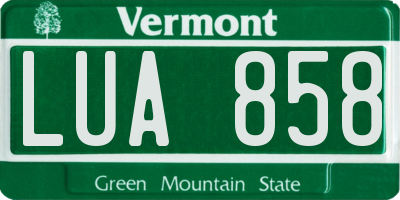 VT license plate LUA858