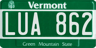 VT license plate LUA862