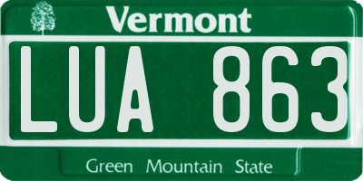 VT license plate LUA863