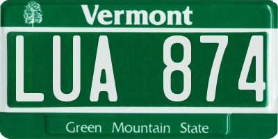 VT license plate LUA874