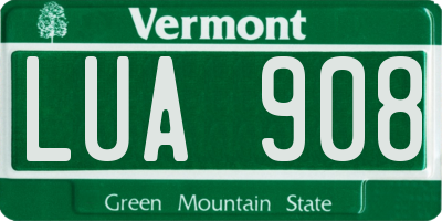 VT license plate LUA908