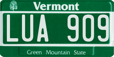 VT license plate LUA909