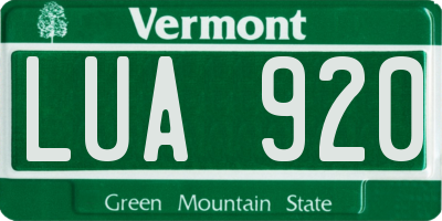 VT license plate LUA920