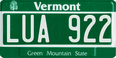 VT license plate LUA922