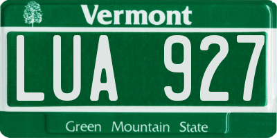 VT license plate LUA927