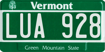 VT license plate LUA928