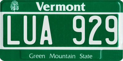 VT license plate LUA929
