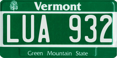 VT license plate LUA932