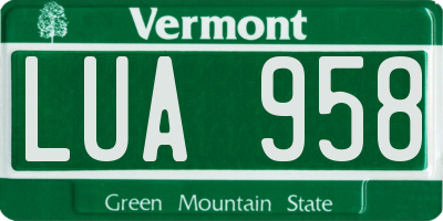 VT license plate LUA958