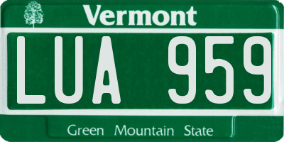 VT license plate LUA959
