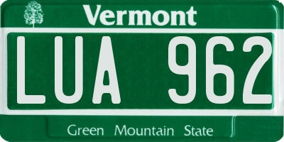 VT license plate LUA962