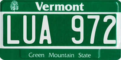 VT license plate LUA972