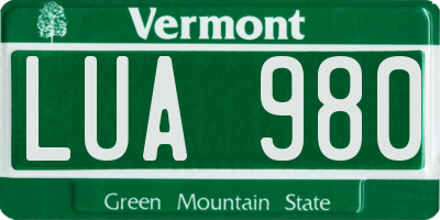 VT license plate LUA980