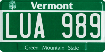 VT license plate LUA989