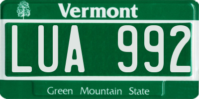VT license plate LUA992
