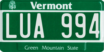 VT license plate LUA994