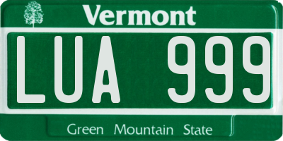 VT license plate LUA999