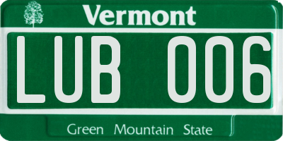 VT license plate LUB006