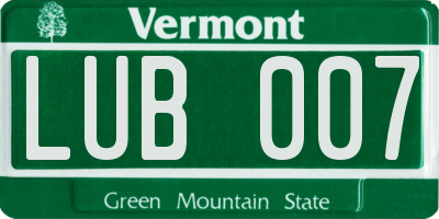 VT license plate LUB007