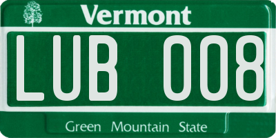 VT license plate LUB008