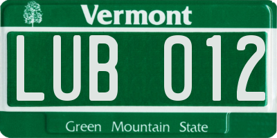 VT license plate LUB012