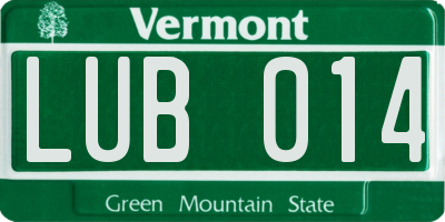 VT license plate LUB014